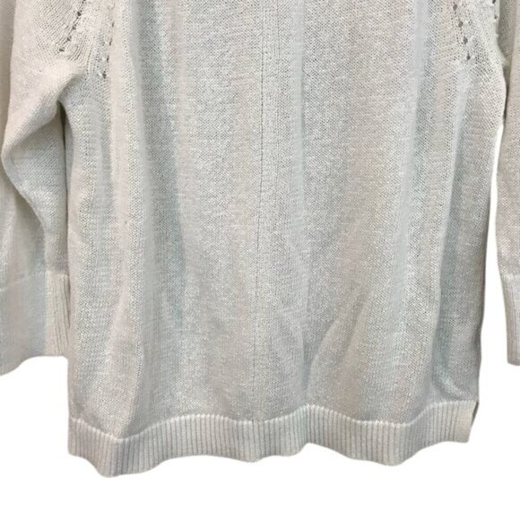 Ann Taylor Loft White Open Knit Sweater XL Pullover Lightweight 3/4 Sleeve - Picture 7 of 8
